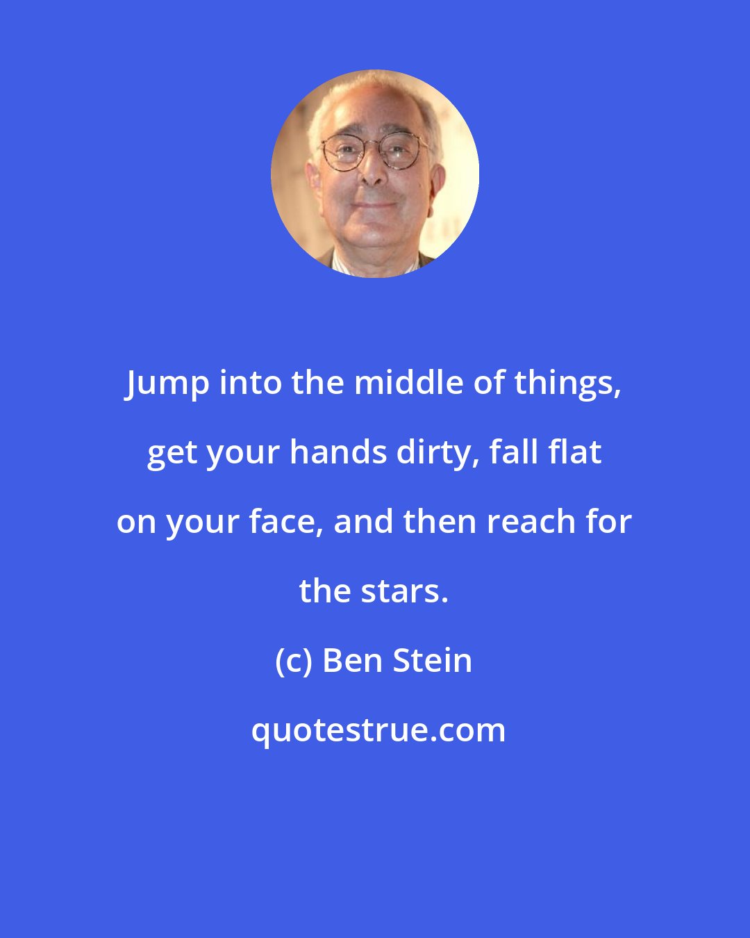 Ben Stein: Jump into the middle of things, get your hands dirty, fall flat on your face, and then reach for the stars.
