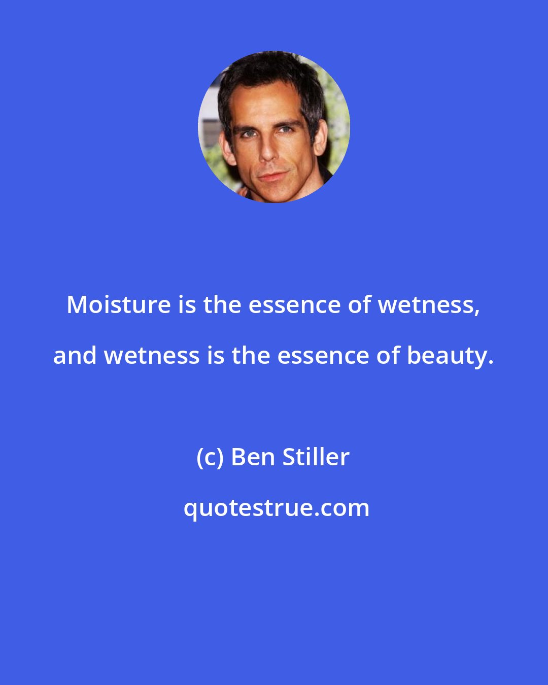 Ben Stiller: Moisture is the essence of wetness, and wetness is the essence of beauty.