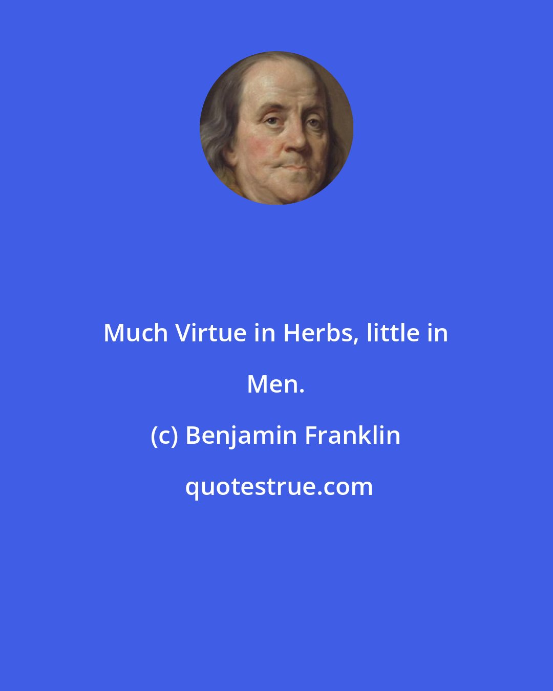 Benjamin Franklin: Much Virtue in Herbs, little in Men.