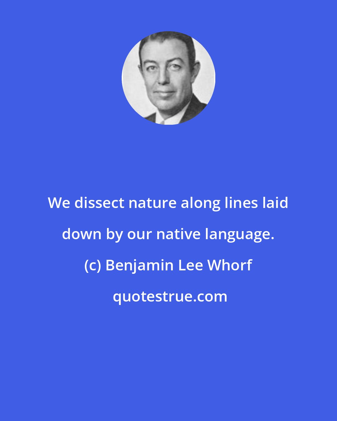 Benjamin Lee Whorf: We dissect nature along lines laid down by our native language.