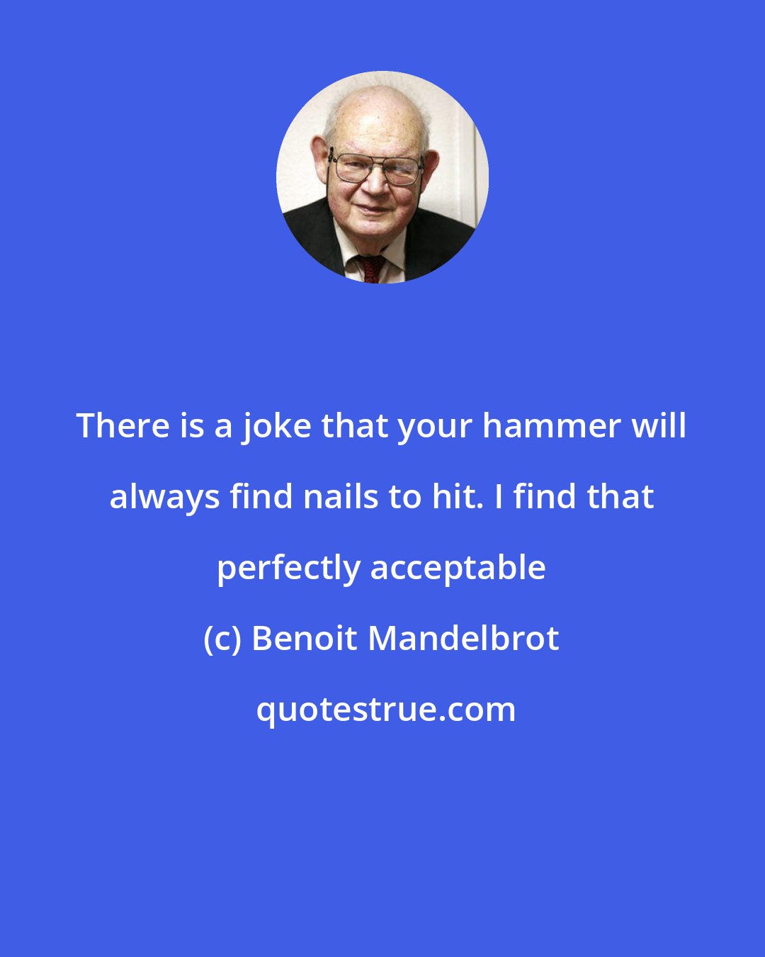 Benoit Mandelbrot: There is a joke that your hammer will always find nails to hit. I find that perfectly acceptable