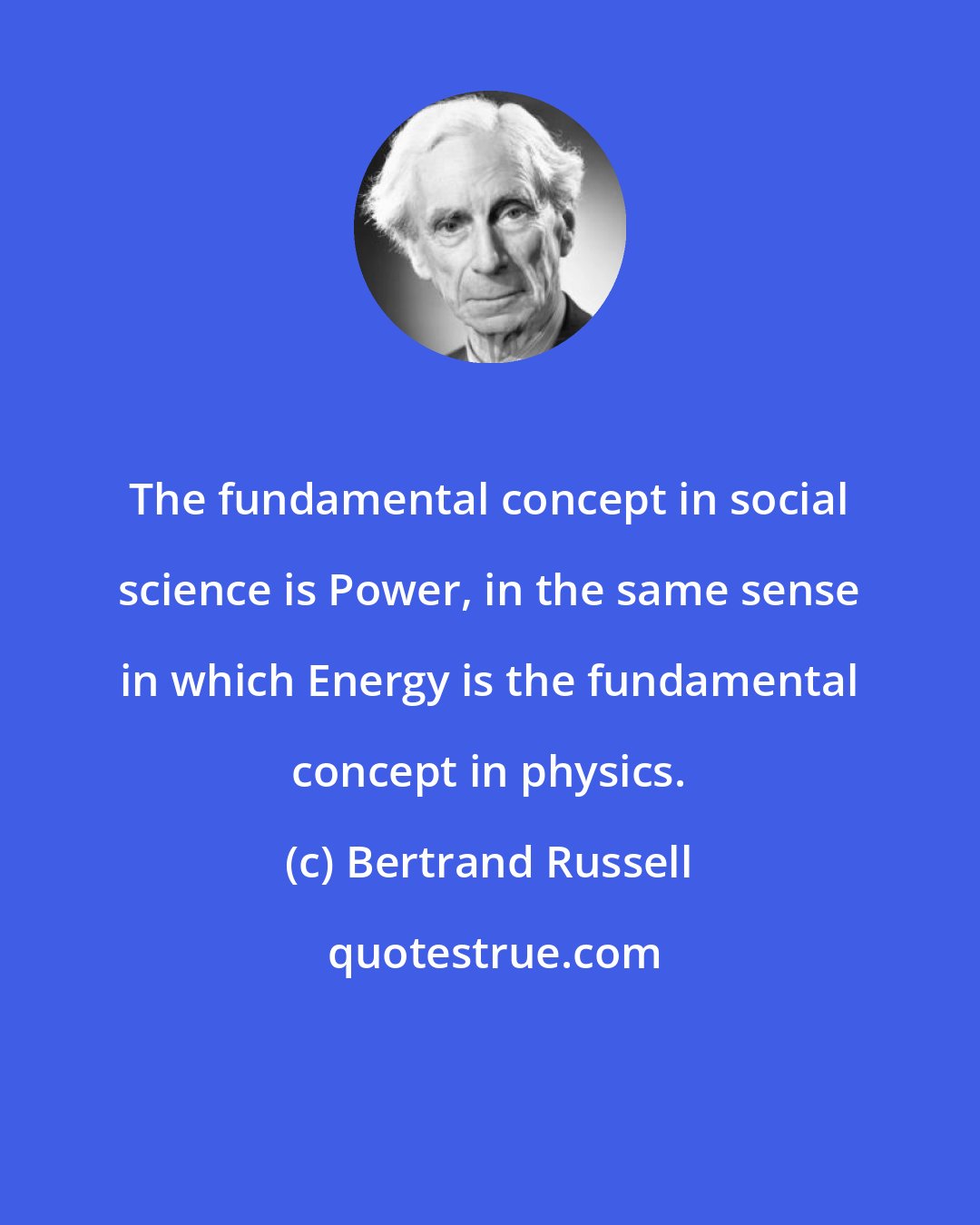 Bertrand Russell: The fundamental concept in social science is Power, in the same sense in which Energy is the fundamental concept in physics.