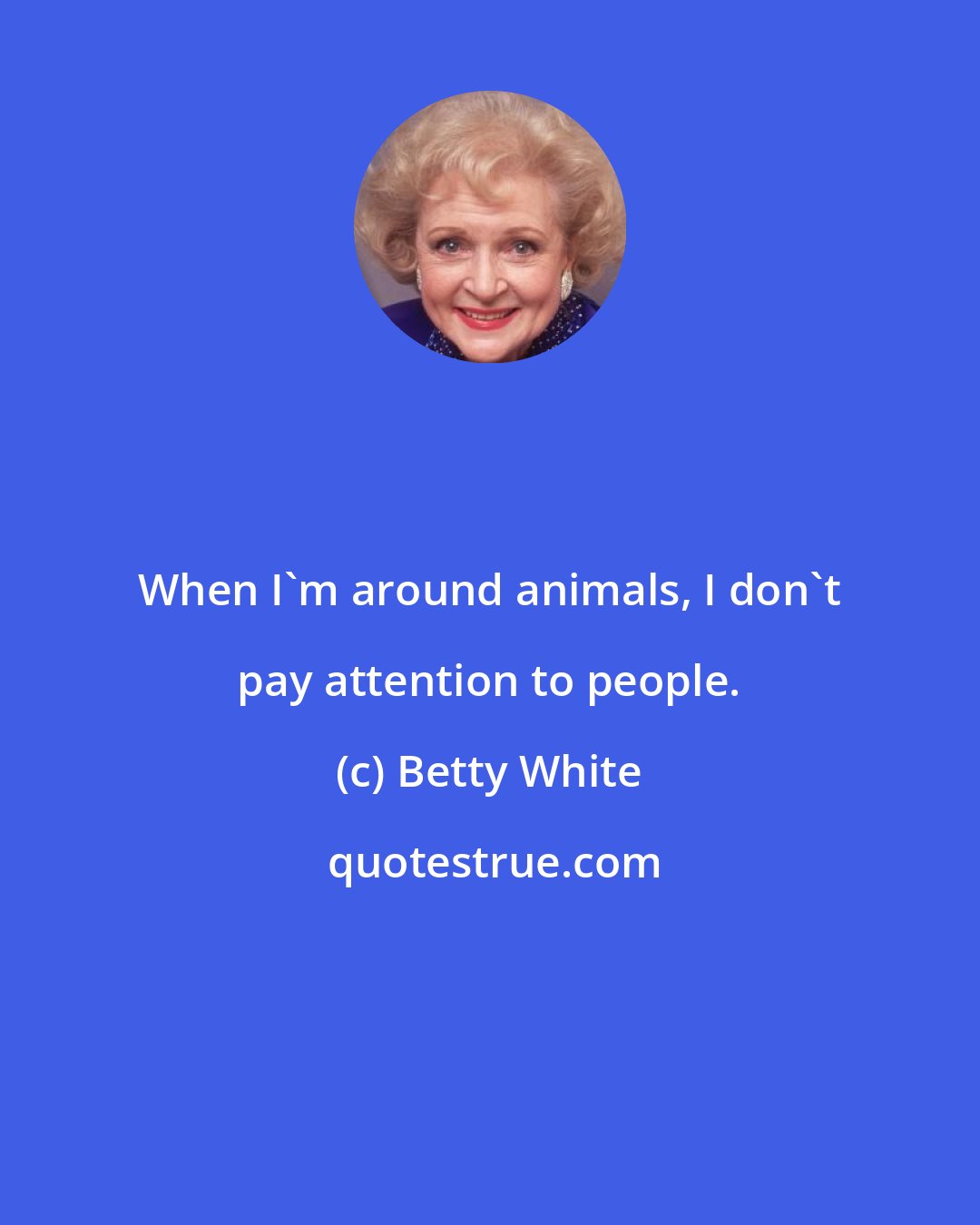 Betty White: When I'm around animals, I don't pay attention to people.