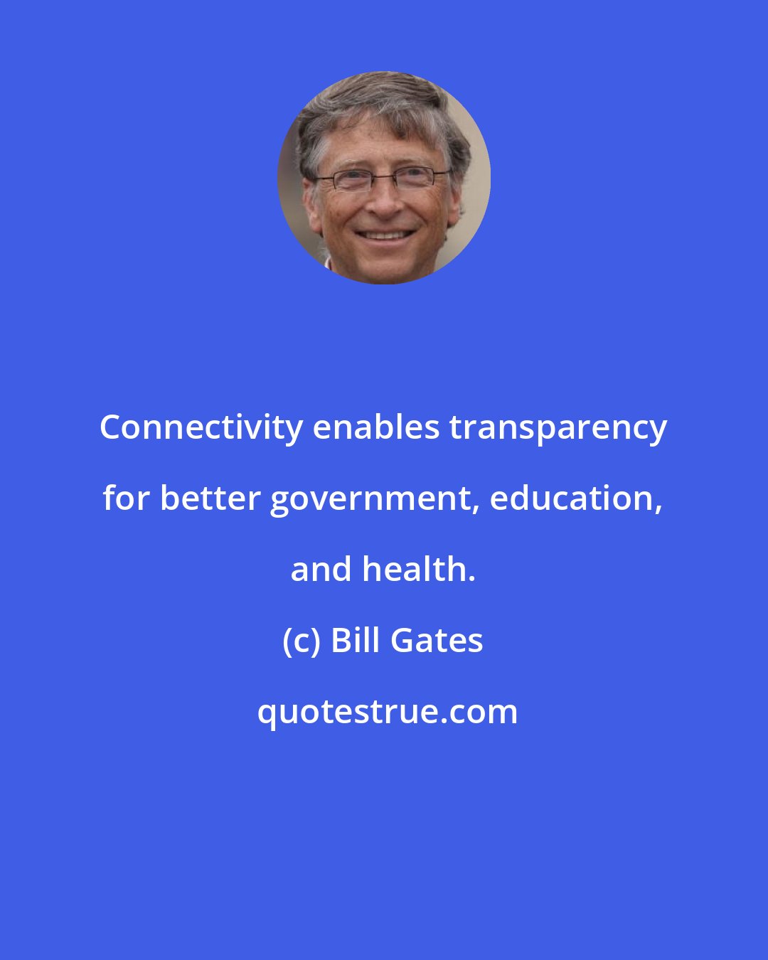 Bill Gates: Connectivity enables transparency for better government, education, and health.