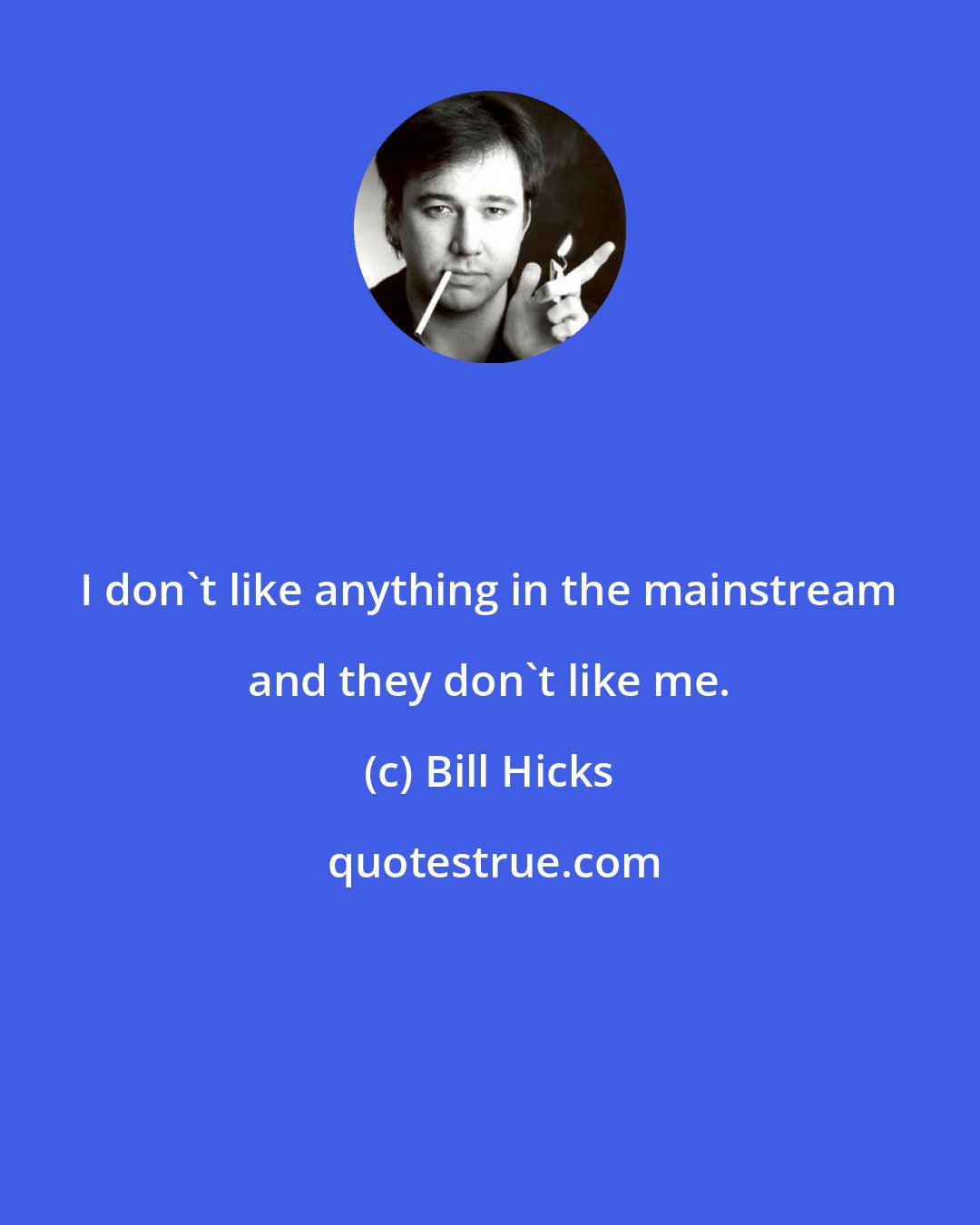 Bill Hicks: I don't like anything in the mainstream and they don't like me.