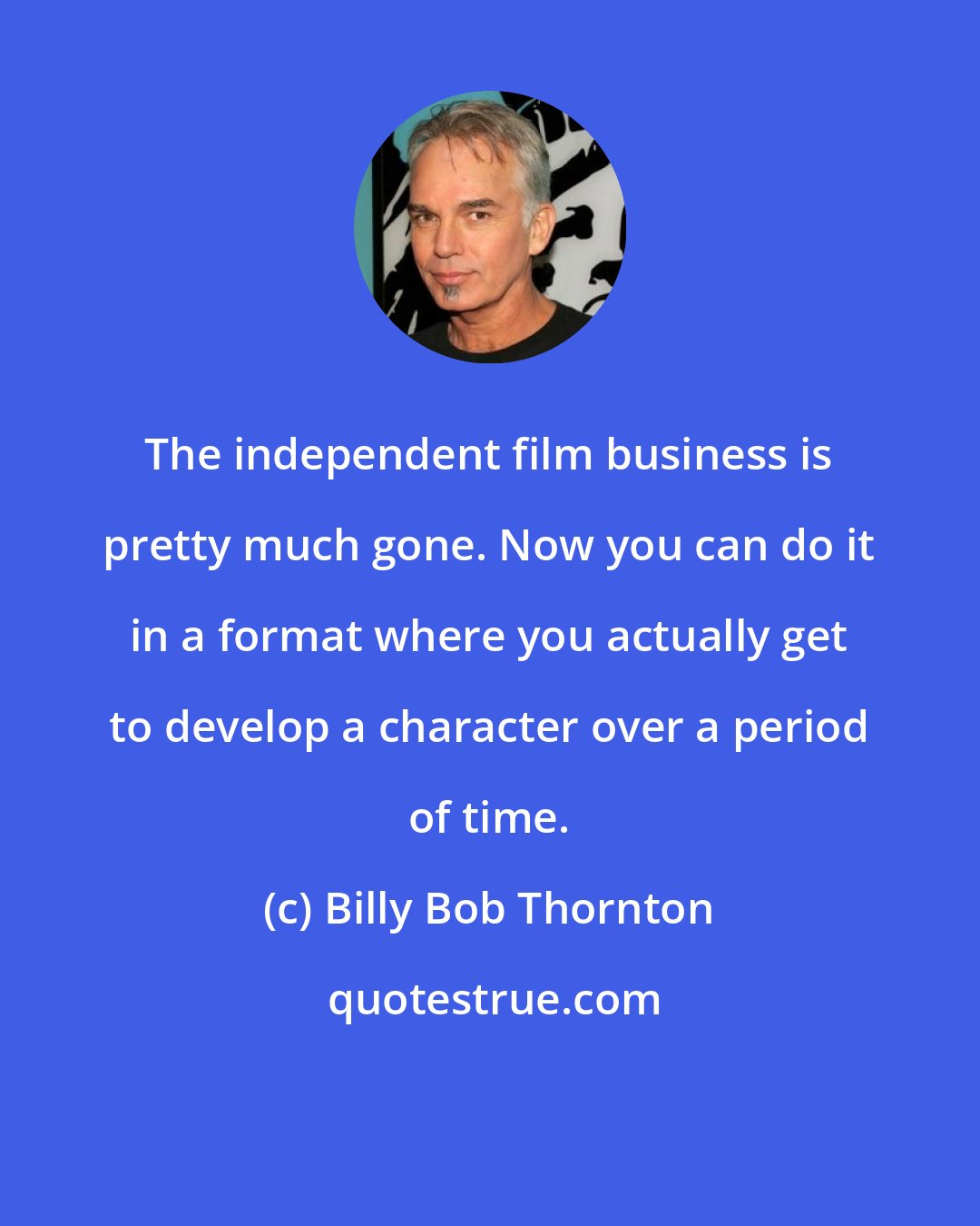 Billy Bob Thornton: The independent film business is pretty much gone. Now you can do it in a format where you actually get to develop a character over a period of time.