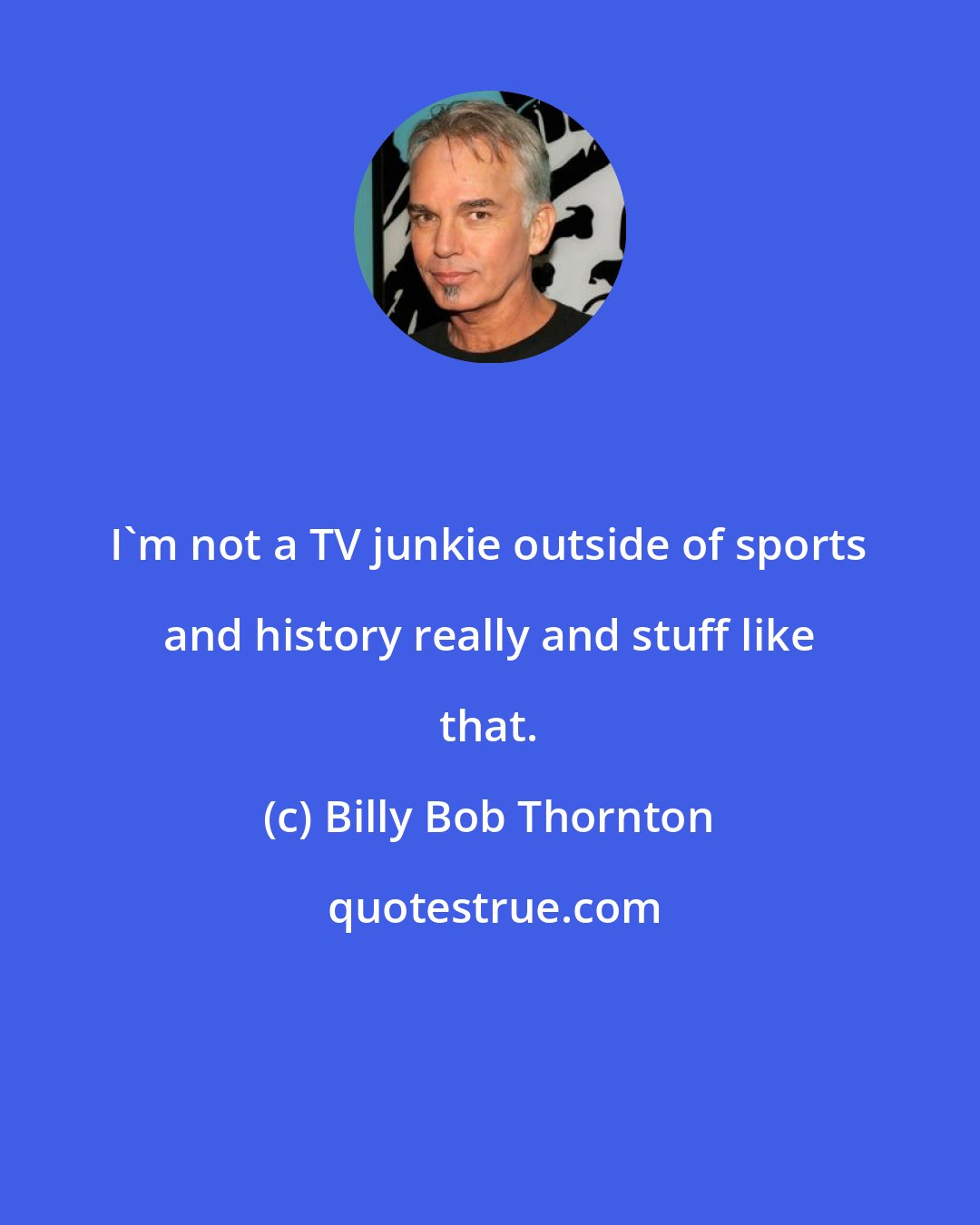 Billy Bob Thornton: I'm not a TV junkie outside of sports and history really and stuff like that.