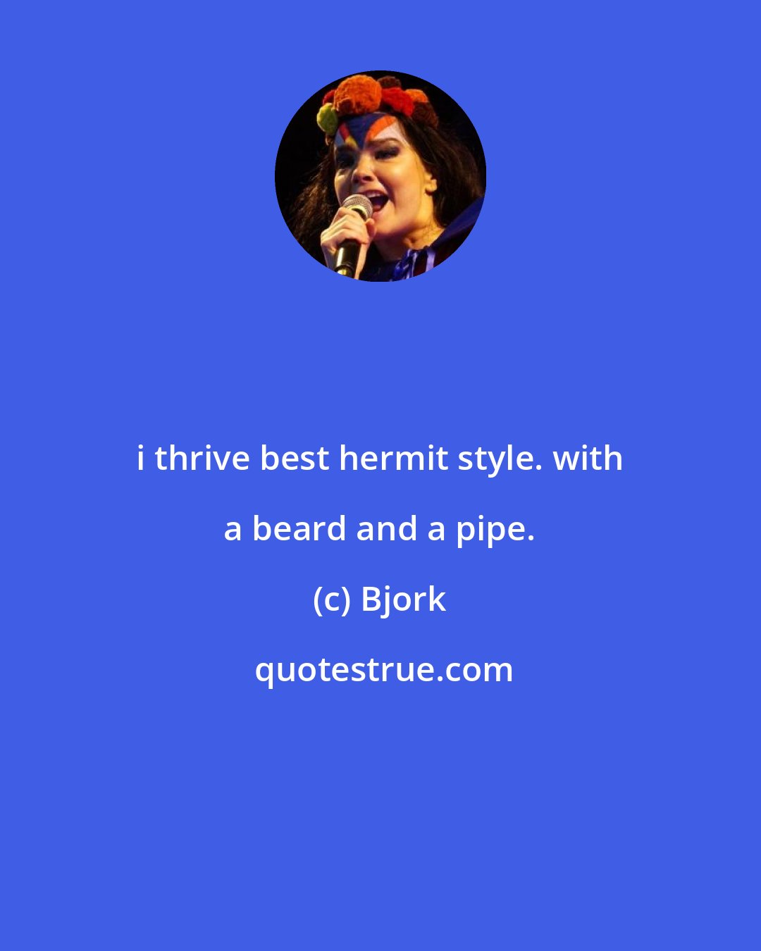 Bjork: i thrive best hermit style. with a beard and a pipe.