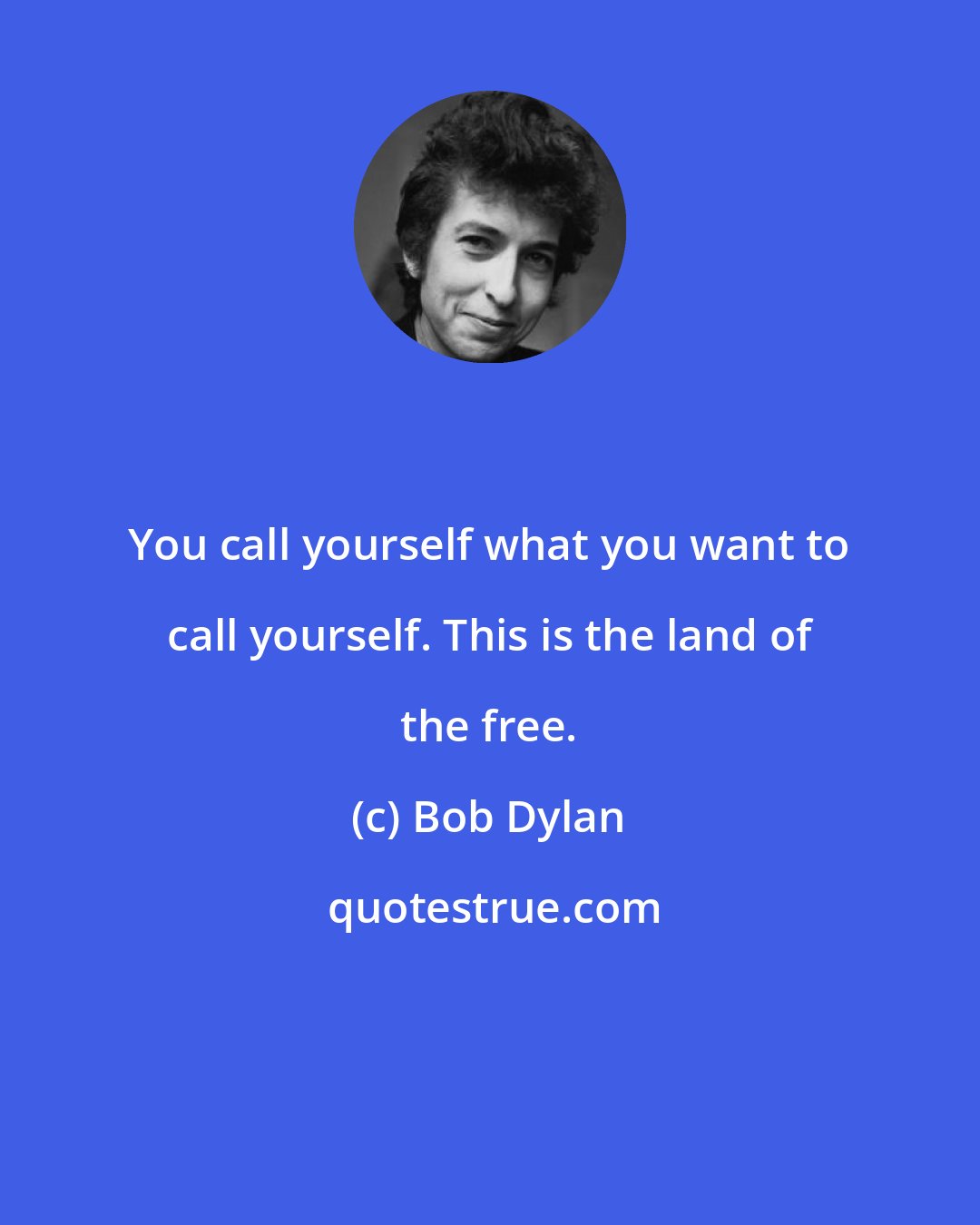 Bob Dylan: You call yourself what you want to call yourself. This is the land of the free.