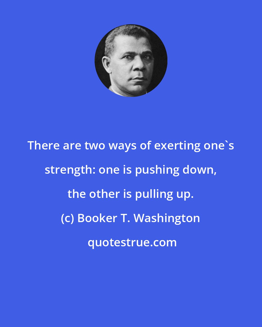 Booker T. Washington: There are two ways of exerting one's strength: one is pushing down, the other is pulling up.