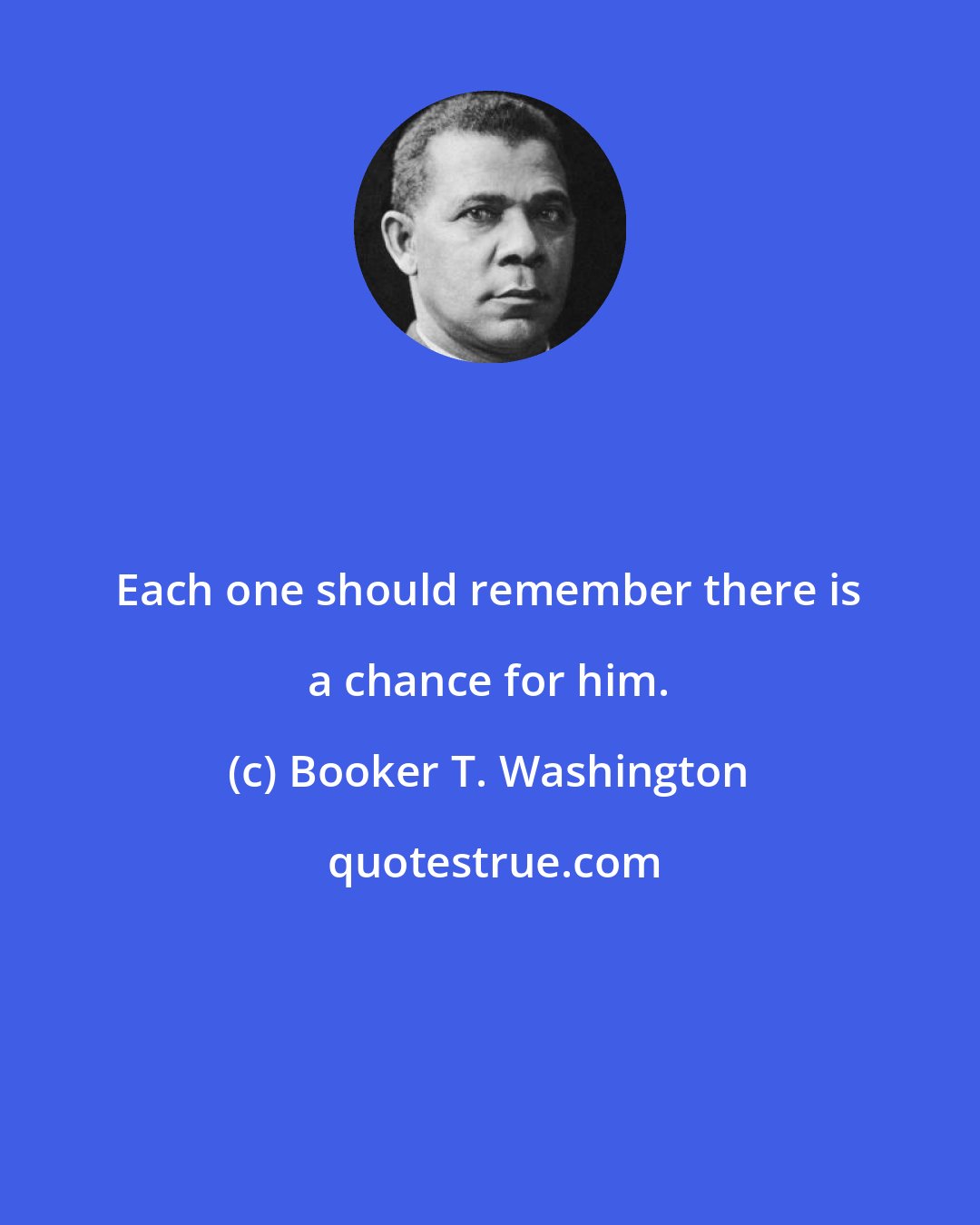 Booker T. Washington: Each one should remember there is a chance for him.