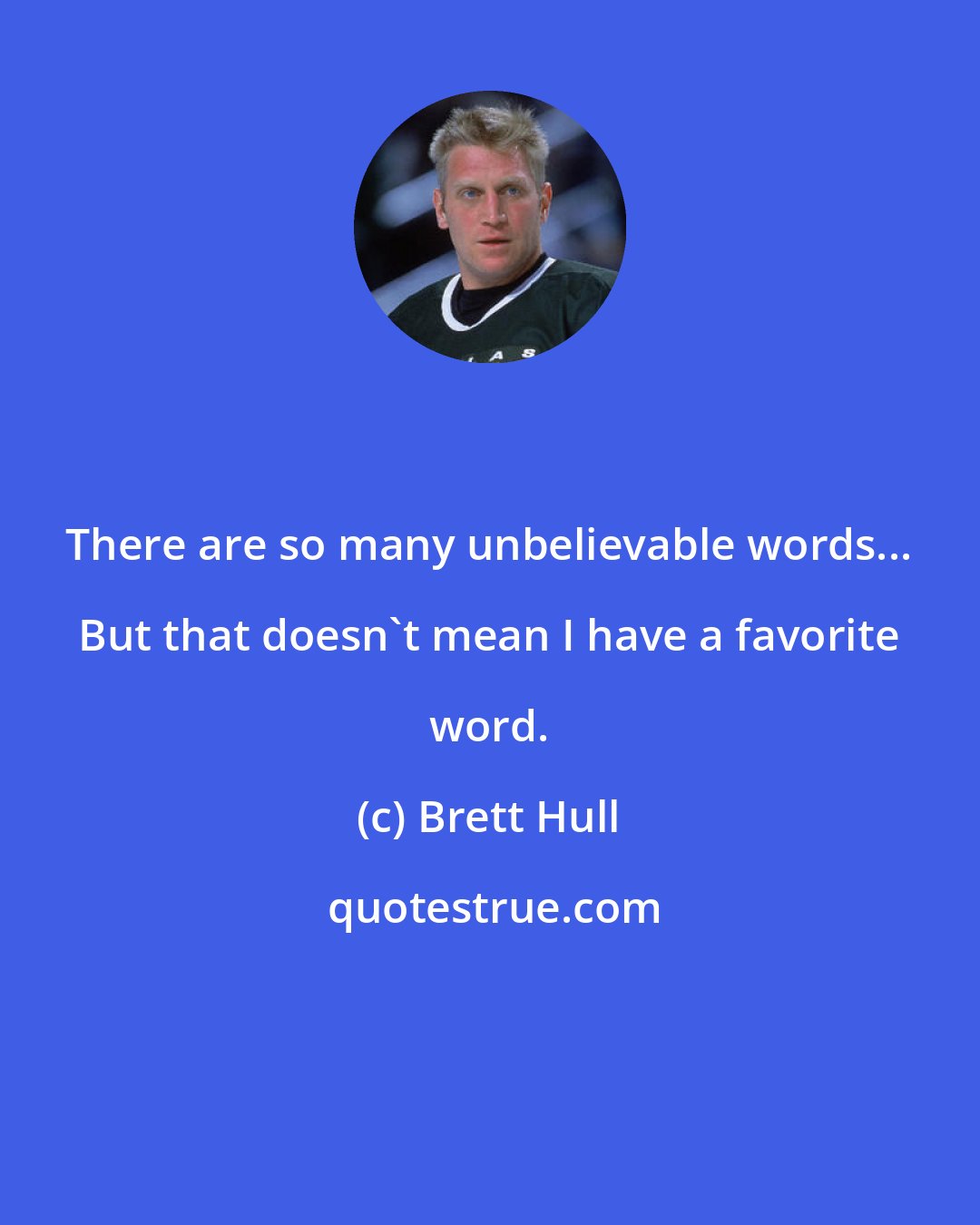 Brett Hull: There are so many unbelievable words... But that doesn't mean I have a favorite word.