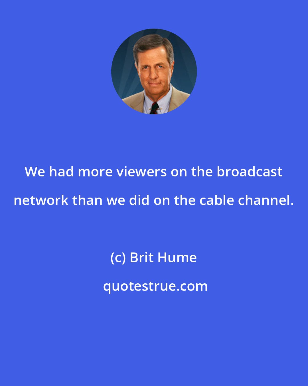 Brit Hume: We had more viewers on the broadcast network than we did on the cable channel.