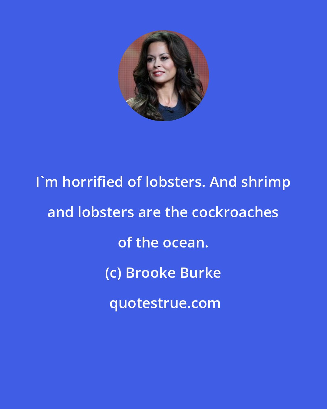 Brooke Burke: I'm horrified of lobsters. And shrimp and lobsters are the cockroaches of the ocean.