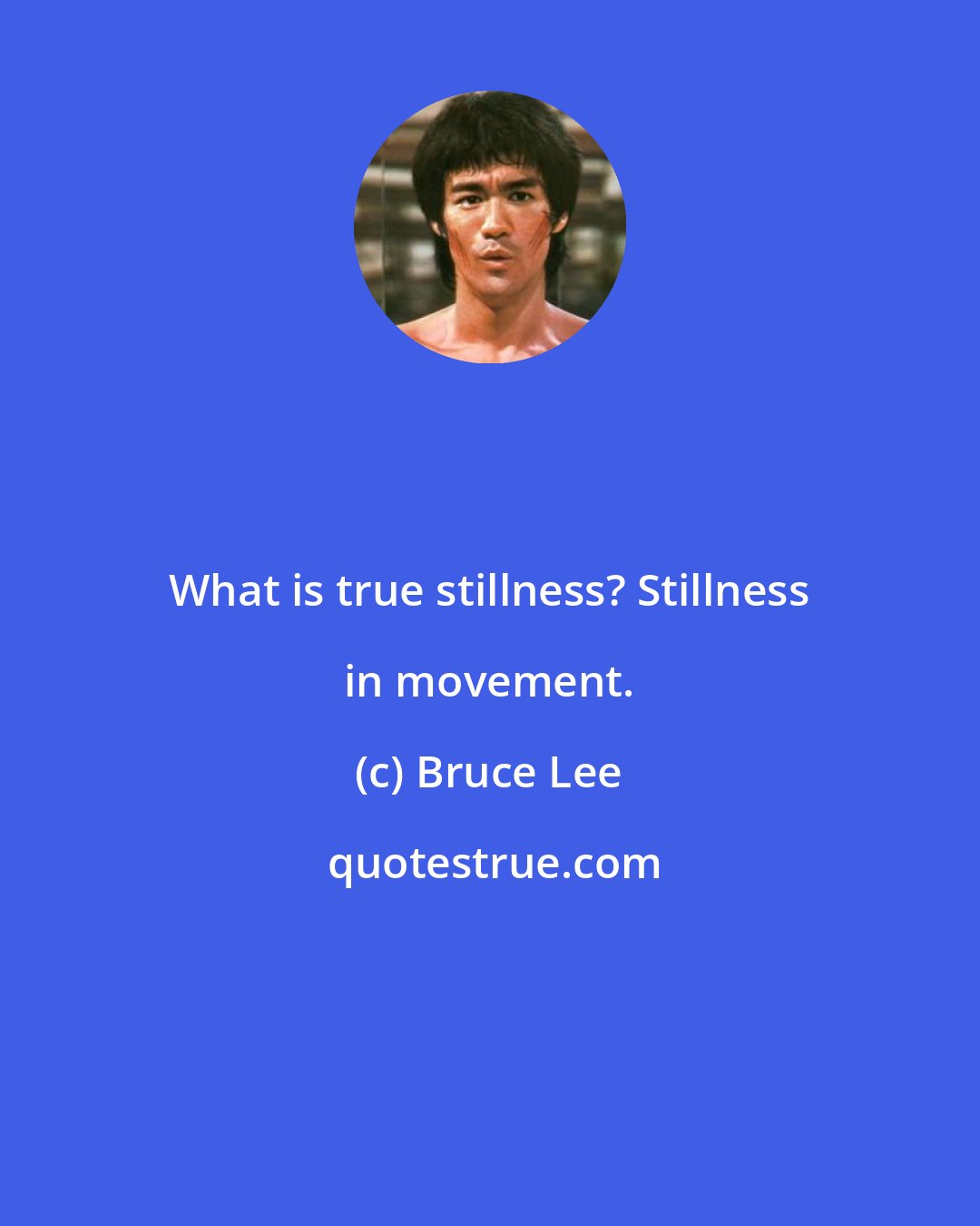 Bruce Lee: What is true stillness? Stillness in movement.