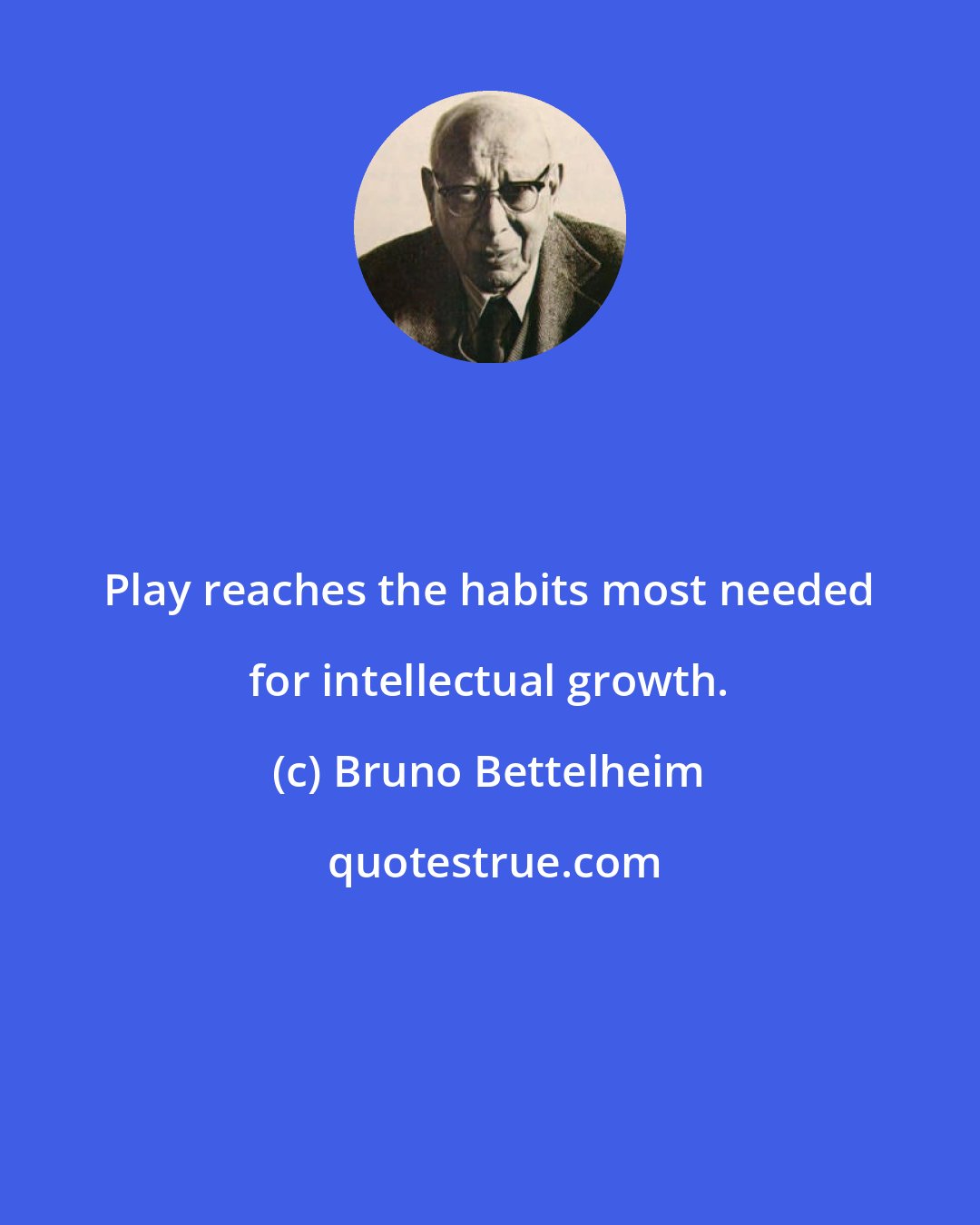 Bruno Bettelheim: Play reaches the habits most needed for intellectual growth.