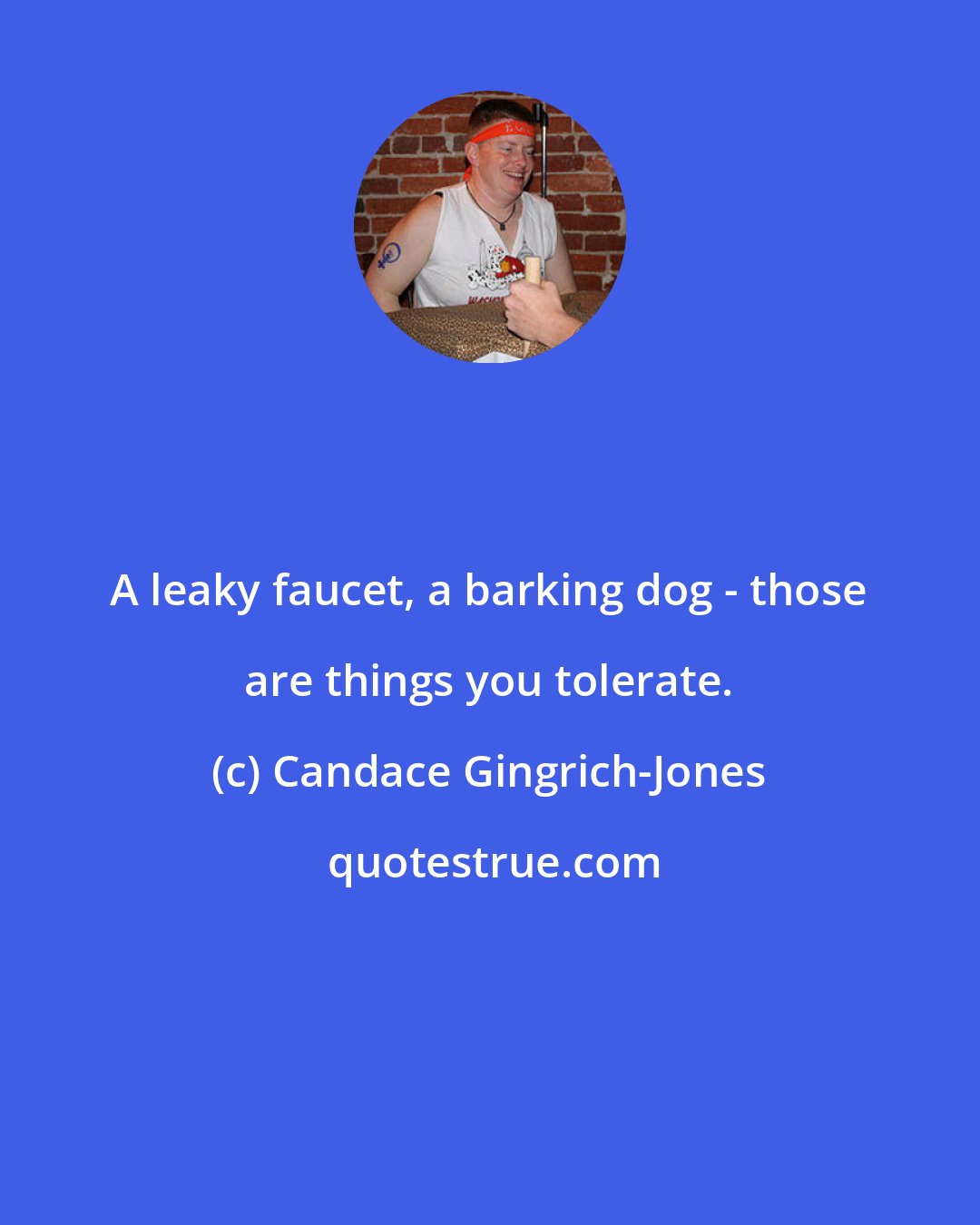 Candace Gingrich-Jones: A leaky faucet, a barking dog - those are things you tolerate.