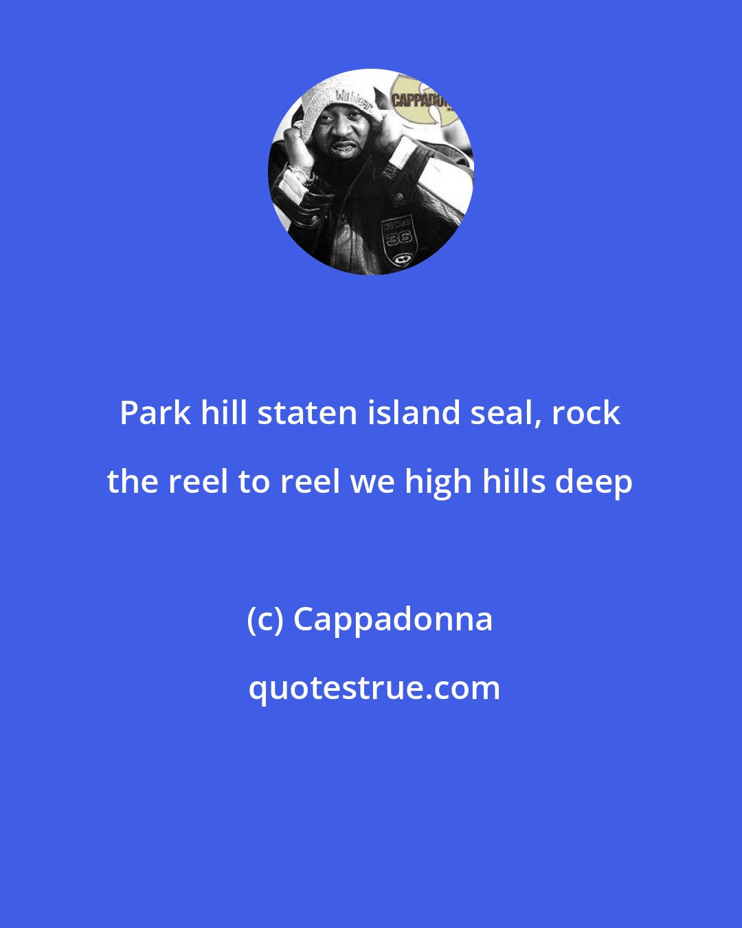 Cappadonna: Park hill staten island seal, rock the reel to reel we high hills deep