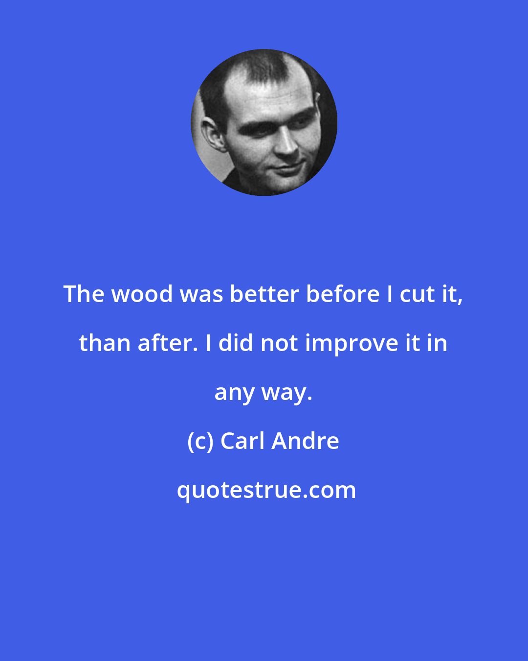 Carl Andre: The wood was better before I cut it, than after. I did not improve it in any way.