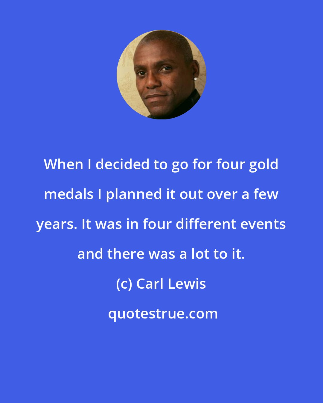 Carl Lewis: When I decided to go for four gold medals I planned it out over a few years. It was in four different events and there was a lot to it.