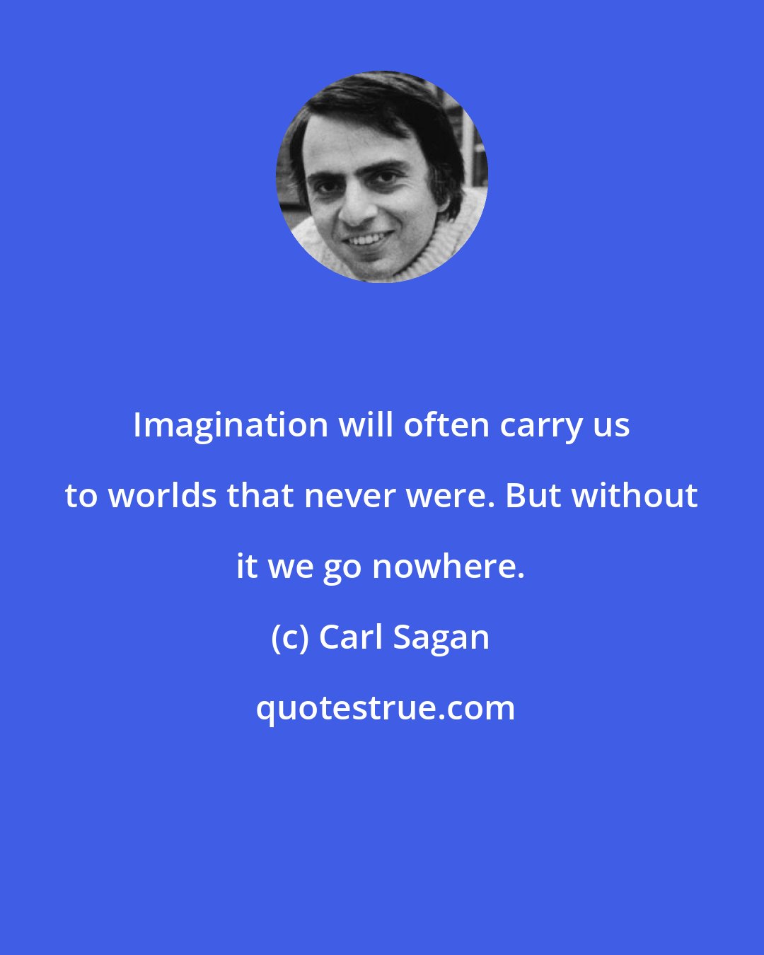 Carl Sagan: Imagination will often carry us to worlds that never were. But without it we go nowhere.