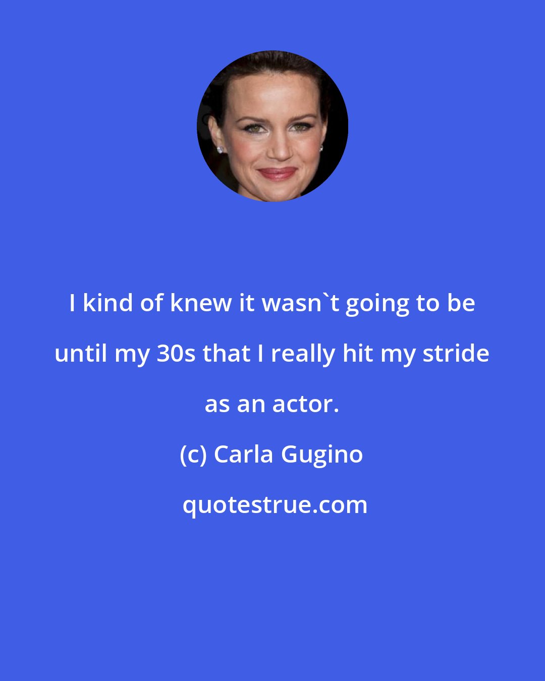 Carla Gugino: I kind of knew it wasn't going to be until my 30s that I really hit my stride as an actor.