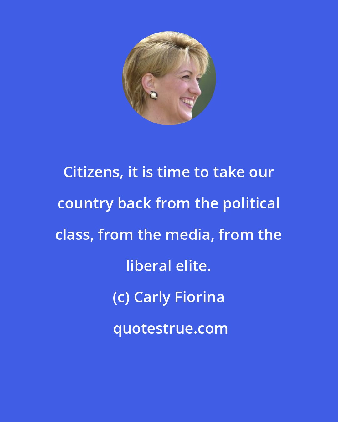 Carly Fiorina: Citizens, it is time to take our country back from the political class, from the media, from the liberal elite.