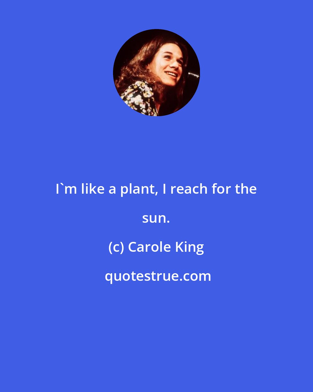 Carole King: I'm like a plant, I reach for the sun.