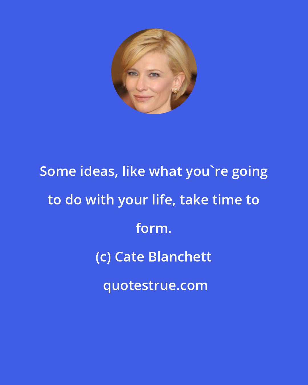 Cate Blanchett: Some ideas, like what you're going to do with your life, take time to form.