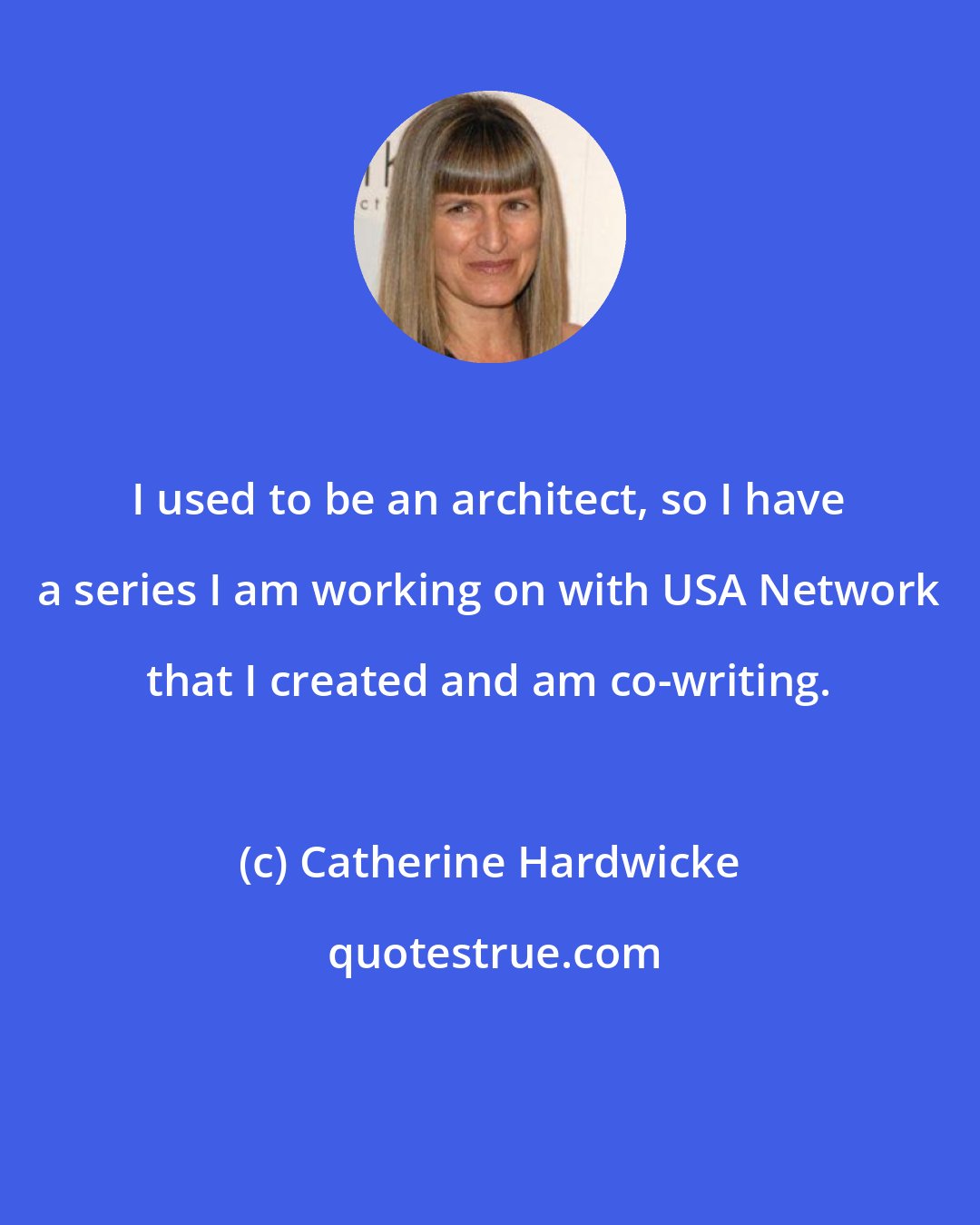 Catherine Hardwicke: I used to be an architect, so I have a series I am working on with USA Network that I created and am co-writing.