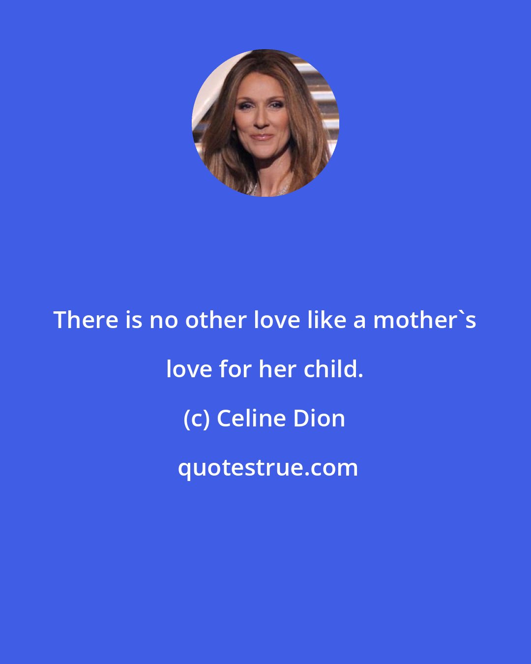 Celine Dion: There is no other love like a mother's love for her child.