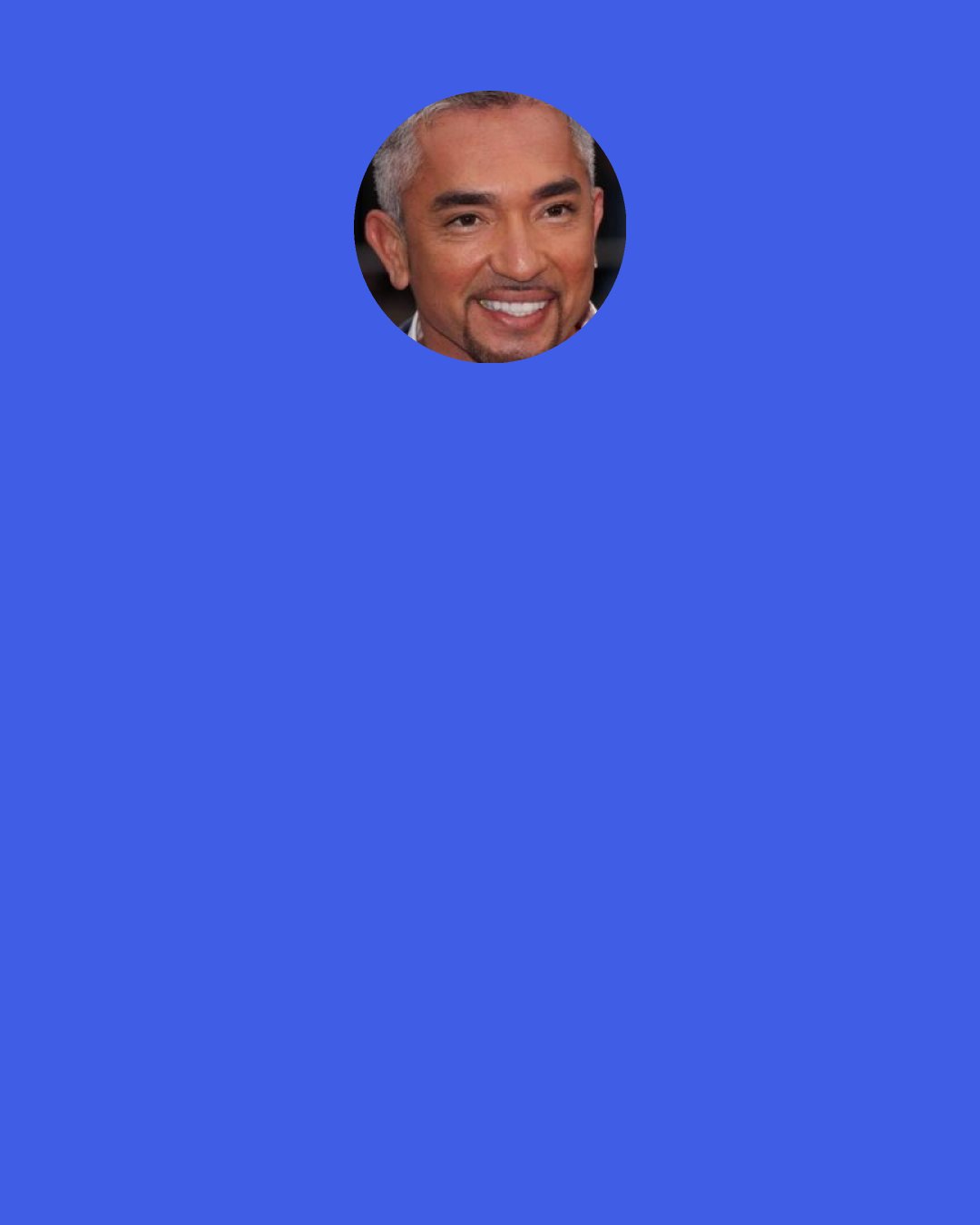 Cesar Millan: I'll believe it if I see it" for dogs translates to "I'll believe it if I smell it." So don't bother yelling at them; it's the energy and scent they pay attention to, not your words.