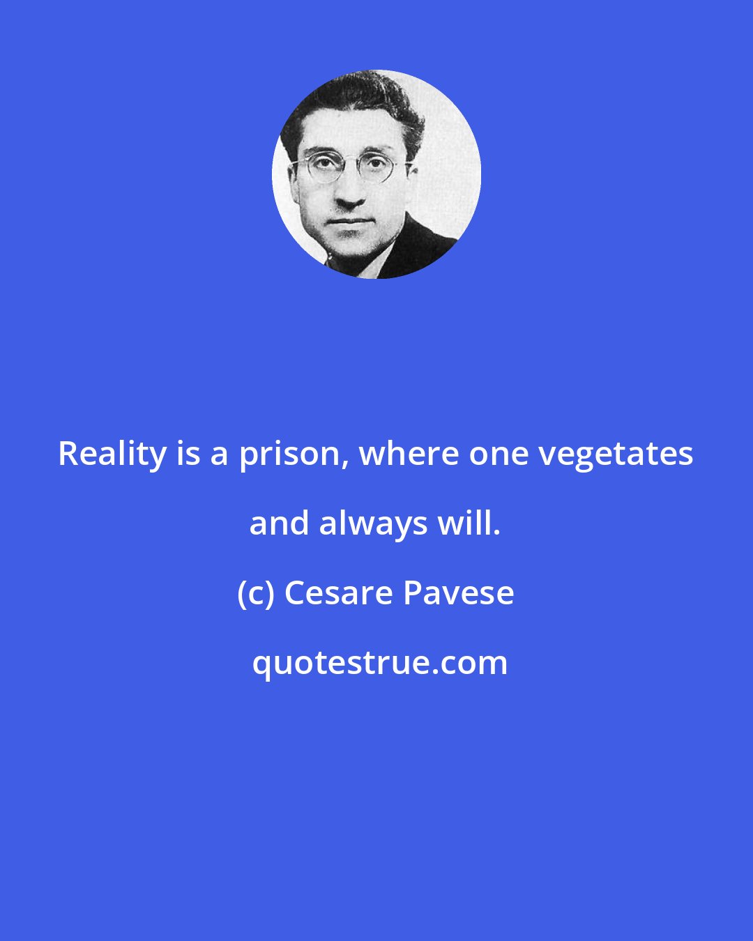 Cesare Pavese: Reality is a prison, where one vegetates and always will.