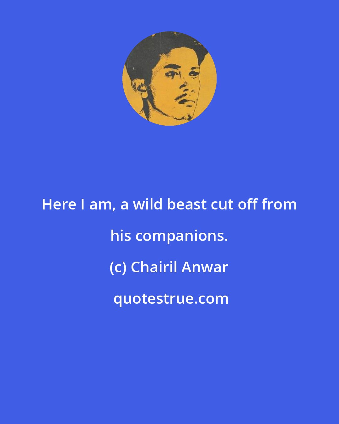 Chairil Anwar: Here I am, a wild beast cut off from his companions.