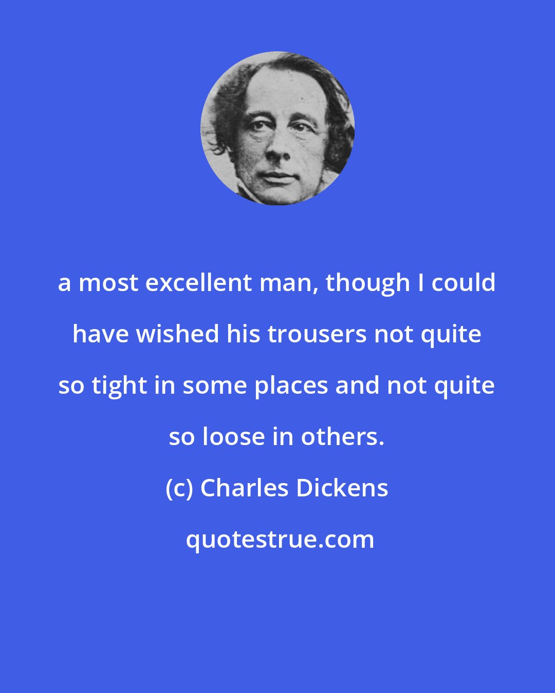 Charles Dickens: a most excellent man, though I could have wished his trousers not quite so tight in some places and not quite so loose in others.