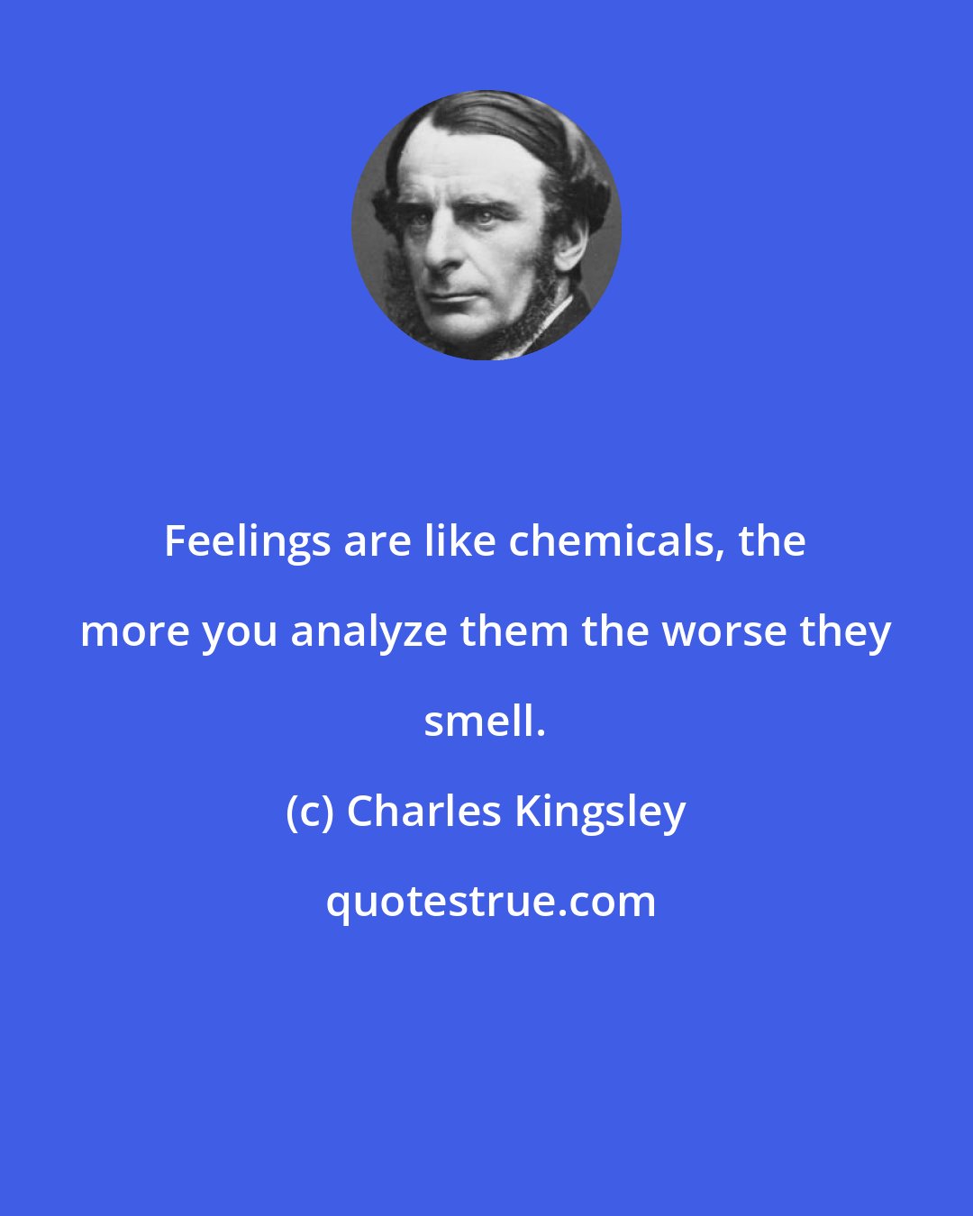 Charles Kingsley: Feelings are like chemicals, the more you analyze them the worse they smell.