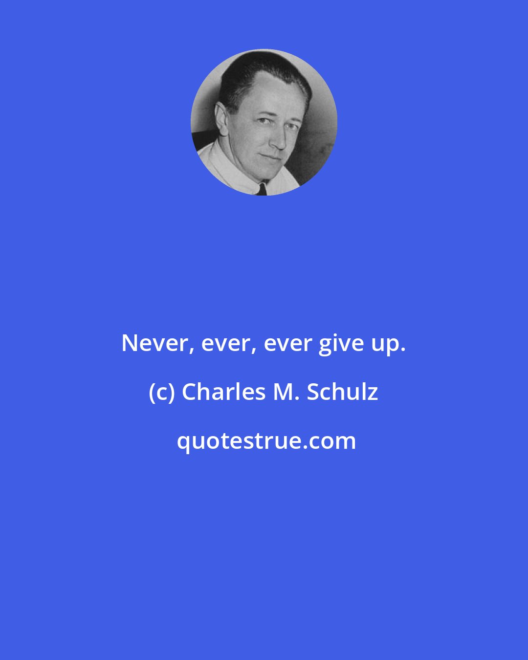 Charles M. Schulz: Never, ever, ever give up.