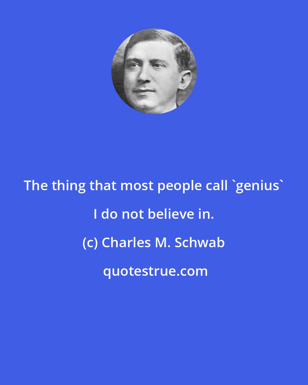 Charles M. Schwab: The thing that most people call 'genius' I do not believe in.