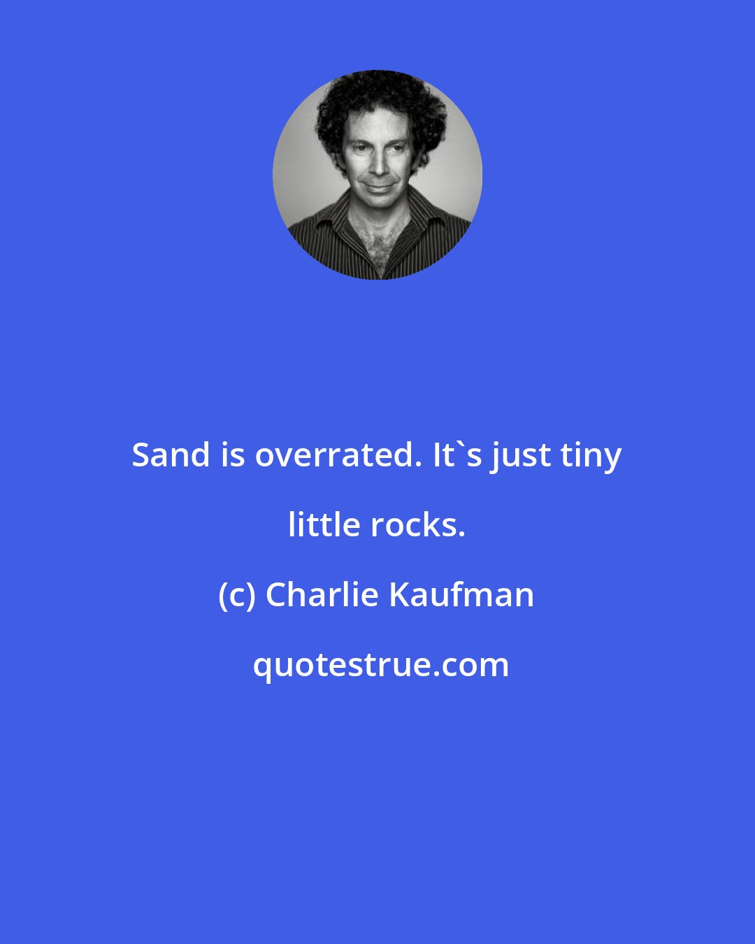 Charlie Kaufman: Sand is overrated. It's just tiny little rocks.