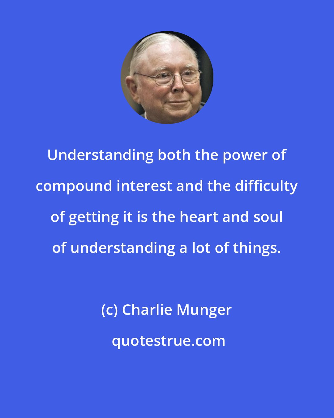 Charlie Munger: Understanding both the power of compound interest and the difficulty of getting it is the heart and soul of understanding a lot of things.