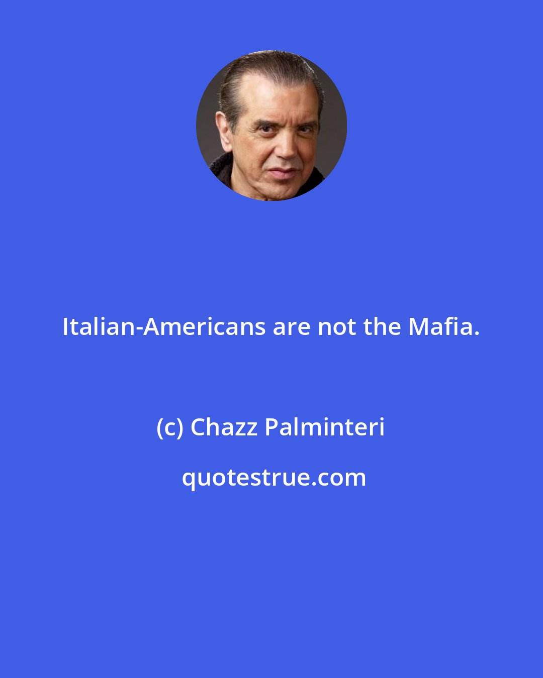 Chazz Palminteri: Italian-Americans are not the Mafia.