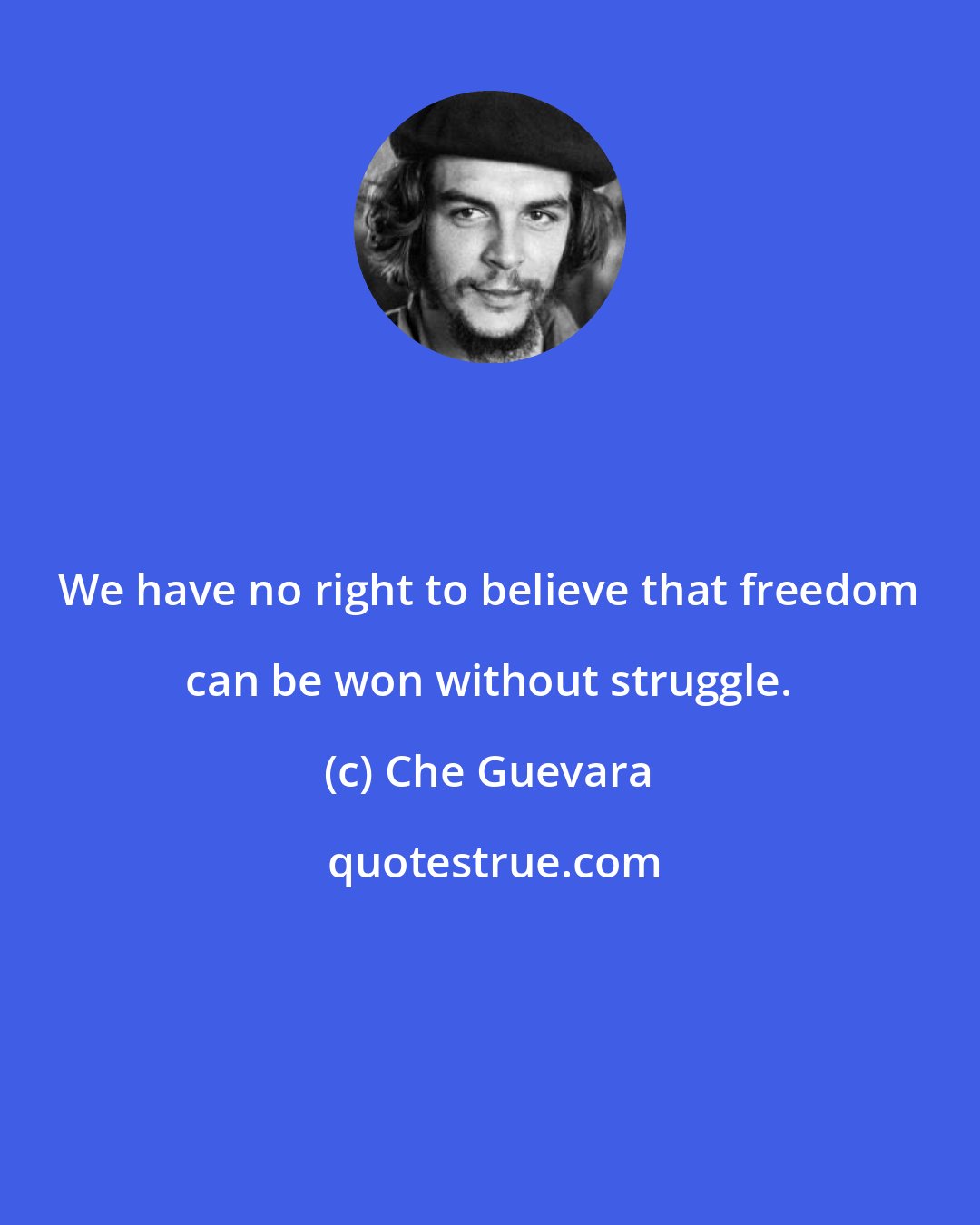 Che Guevara: We have no right to believe that freedom can be won without struggle.