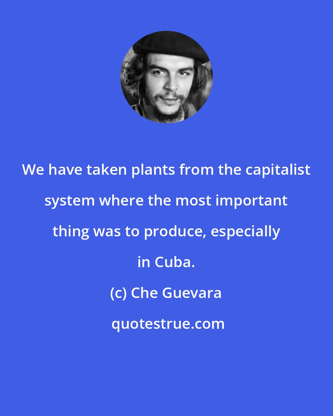 Che Guevara: We have taken plants from the capitalist system where the most important thing was to produce, especially in Cuba.