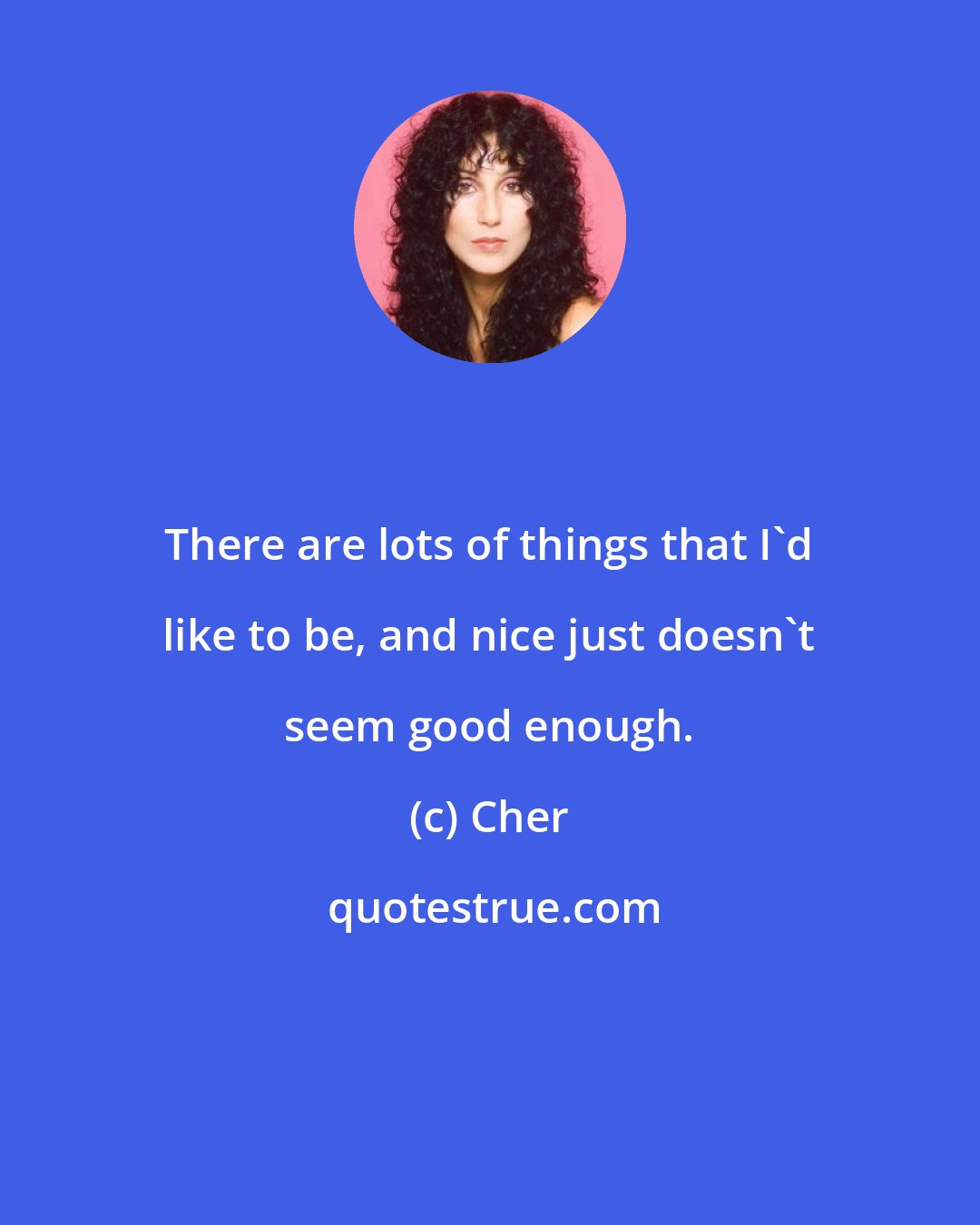 Cher: There are lots of things that I'd like to be, and nice just doesn't seem good enough.