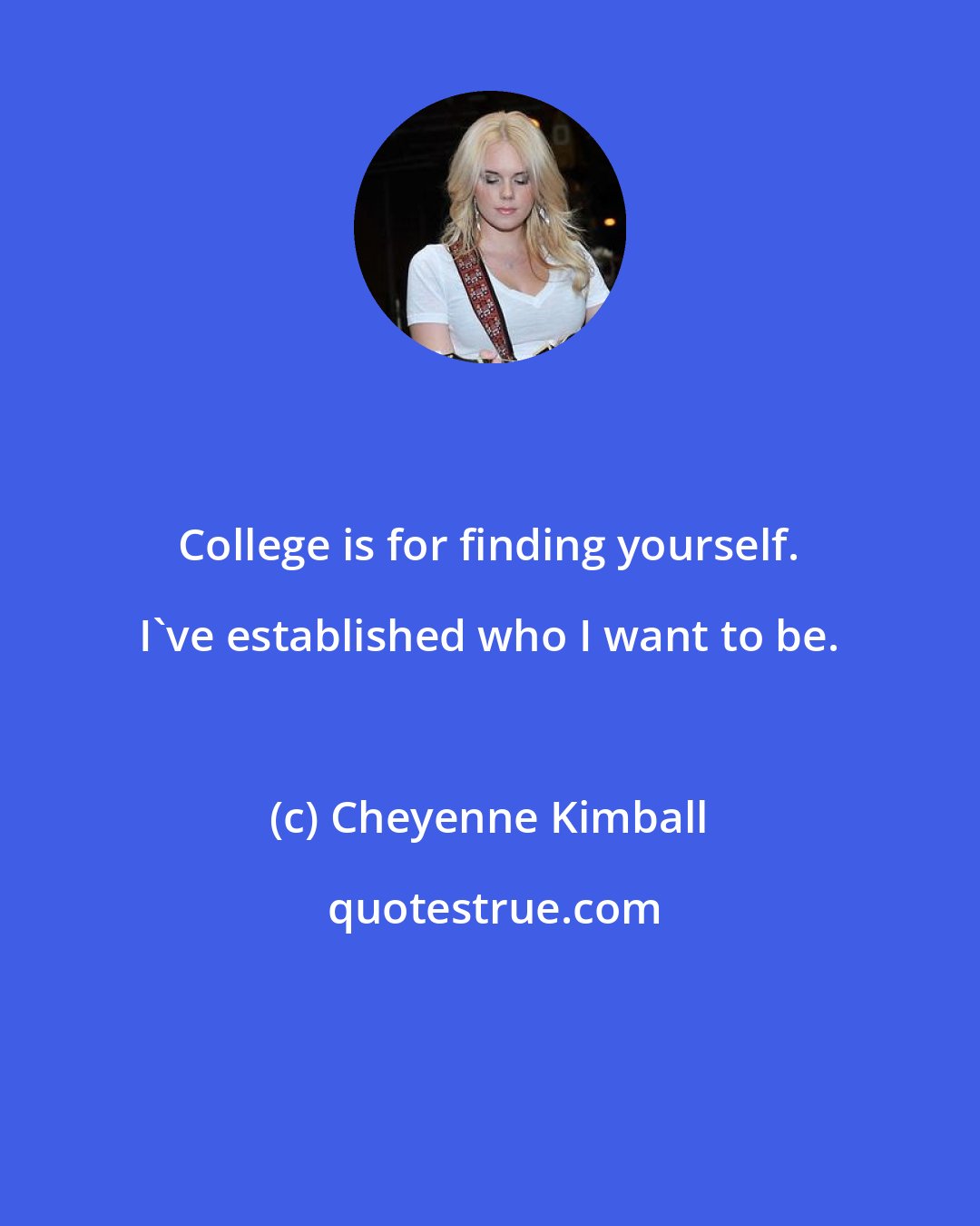 Cheyenne Kimball: College is for finding yourself. I've established who I want to be.