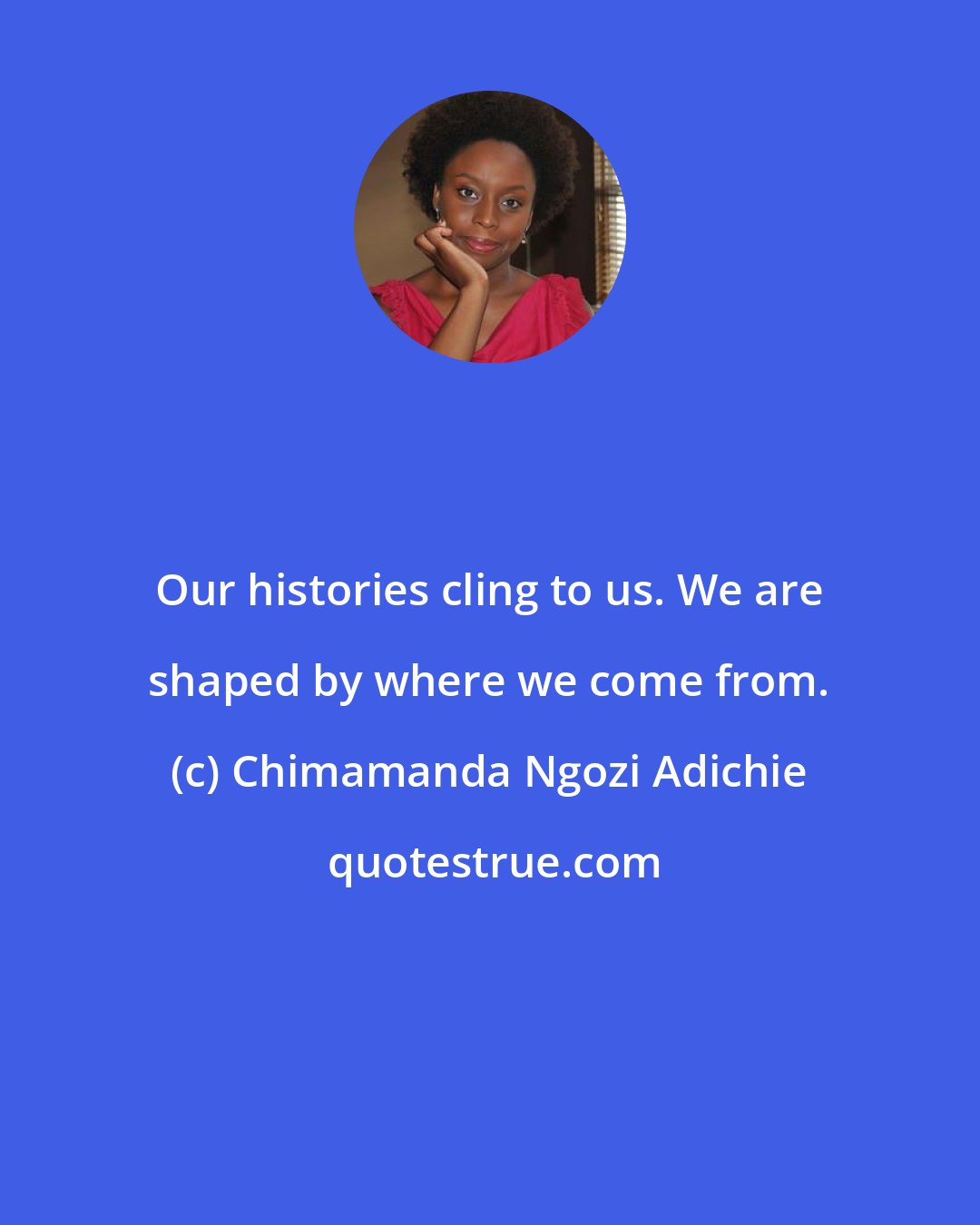 Chimamanda Ngozi Adichie: Our histories cling to us. We are shaped by where we come from.