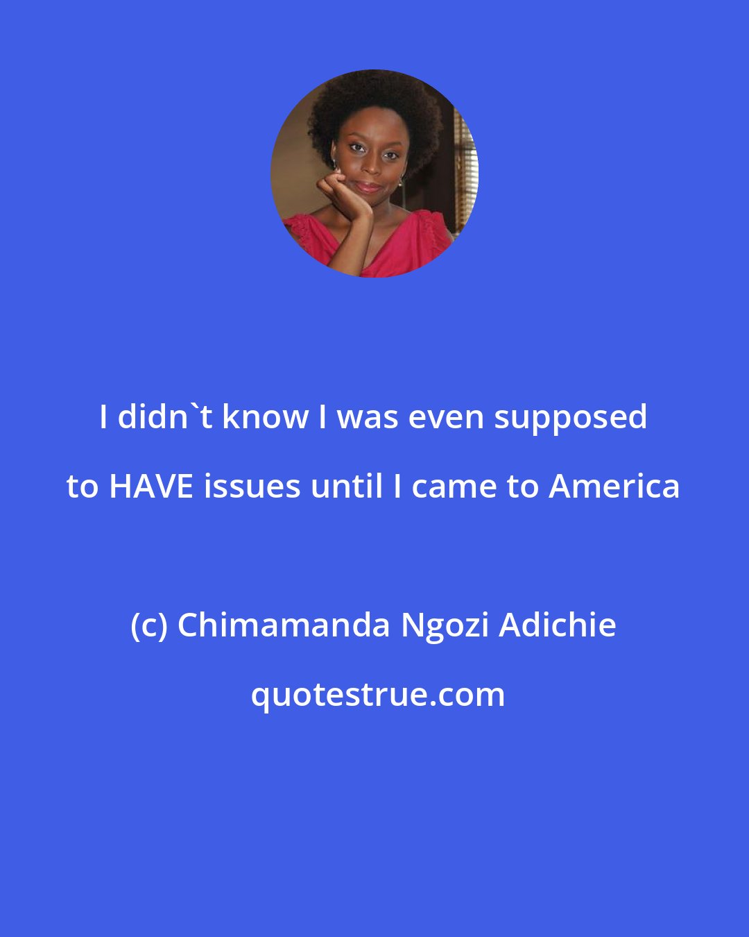 Chimamanda Ngozi Adichie: I didn't know I was even supposed to HAVE issues until I came to America