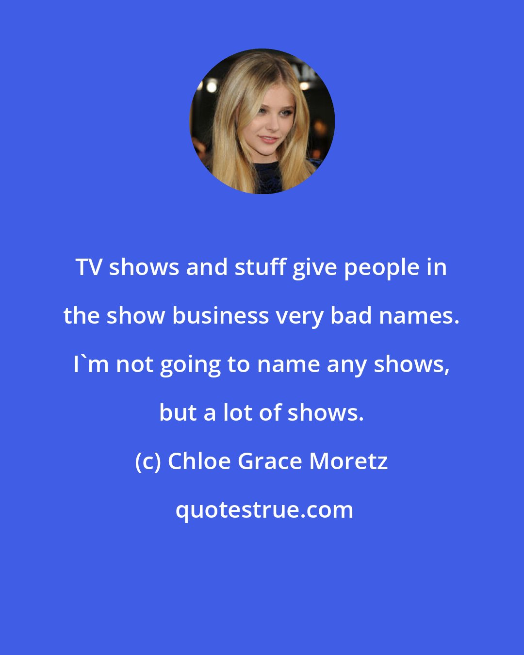 Chloe Grace Moretz: TV shows and stuff give people in the show business very bad names. I'm not going to name any shows, but a lot of shows.