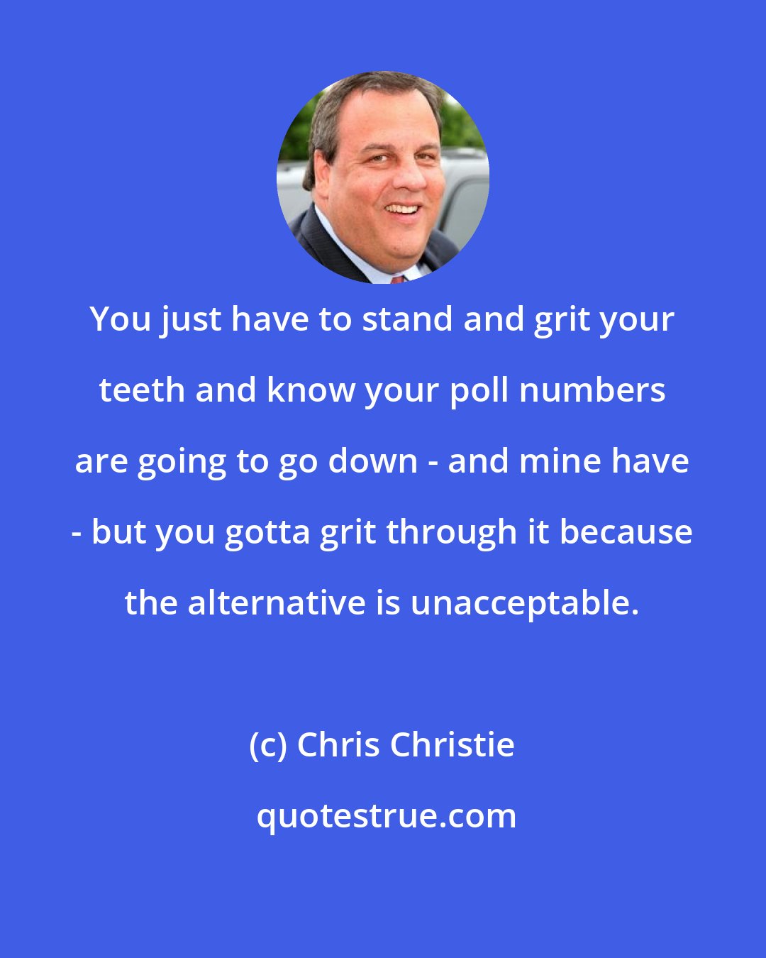 Chris Christie: You just have to stand and grit your teeth and know your poll numbers are going to go down - and mine have - but you gotta grit through it because the alternative is unacceptable.