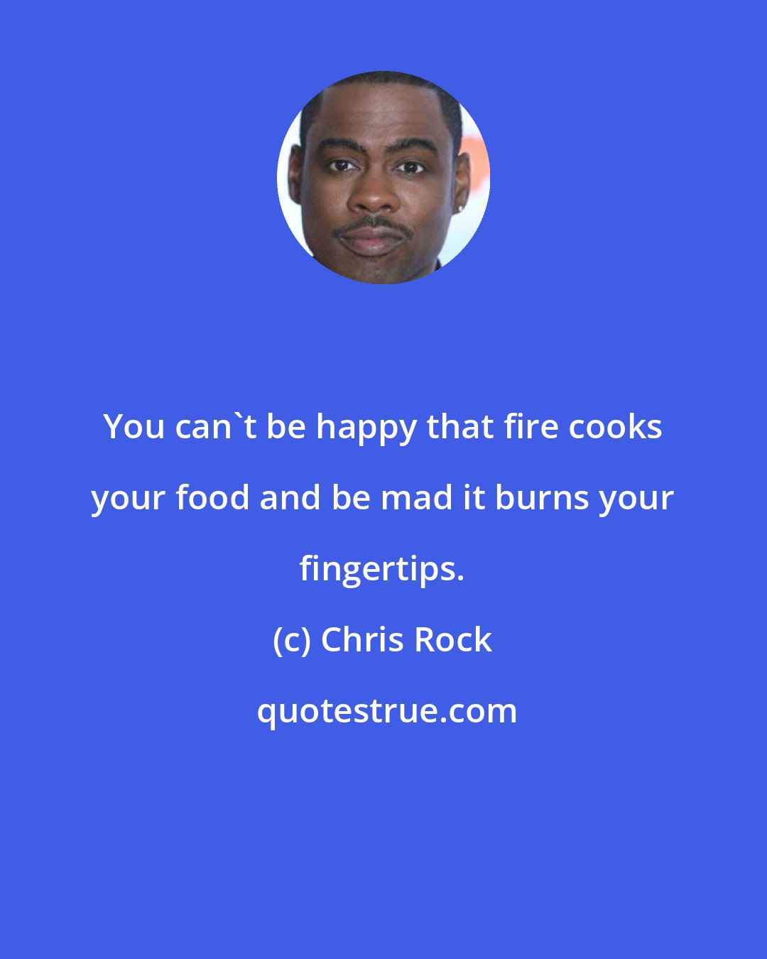 Chris Rock: You can't be happy that fire cooks your food and be mad it burns your fingertips.